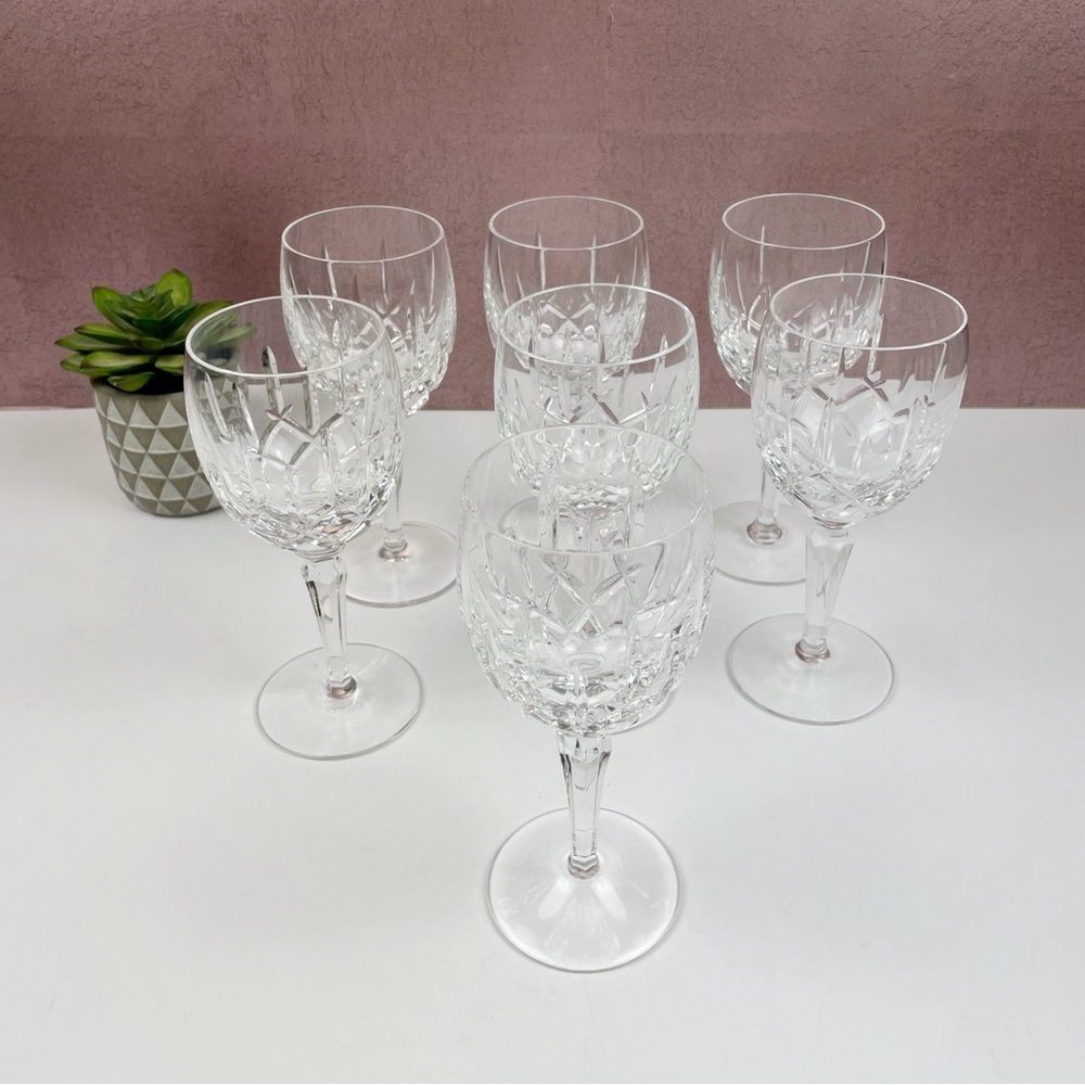 Gorham Crystal Lady Anne Stems Water Goblet Glasses Set Of 7 Dining